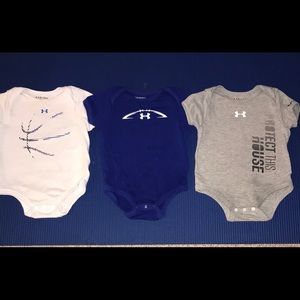 3 Baby Boy’s Under Armour Onesies 6-12 Months